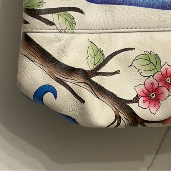 White Large Shoulder Hobo - 8082 Anna by Anuschka Peacock purse bag - Picture 14 of 15